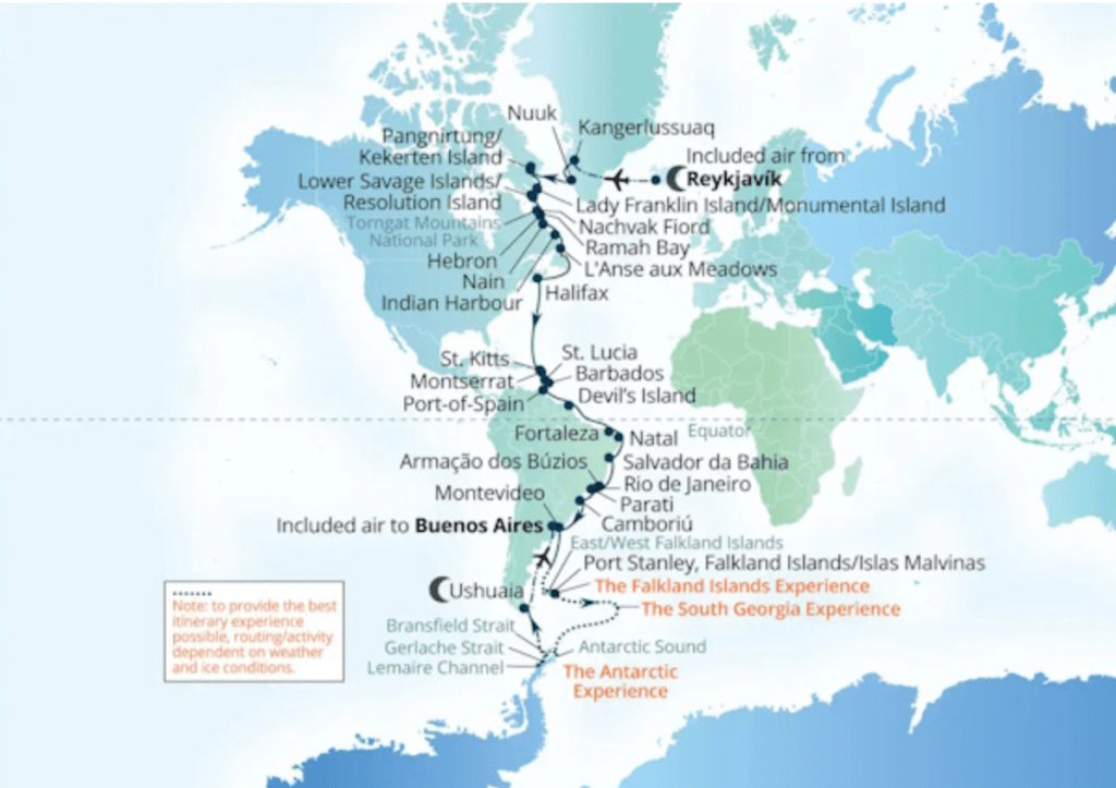從北極到南極一趟郵輪橫跨兩極！65天完成一生的世界夢｜Seabourn Venture 璽寶探險號